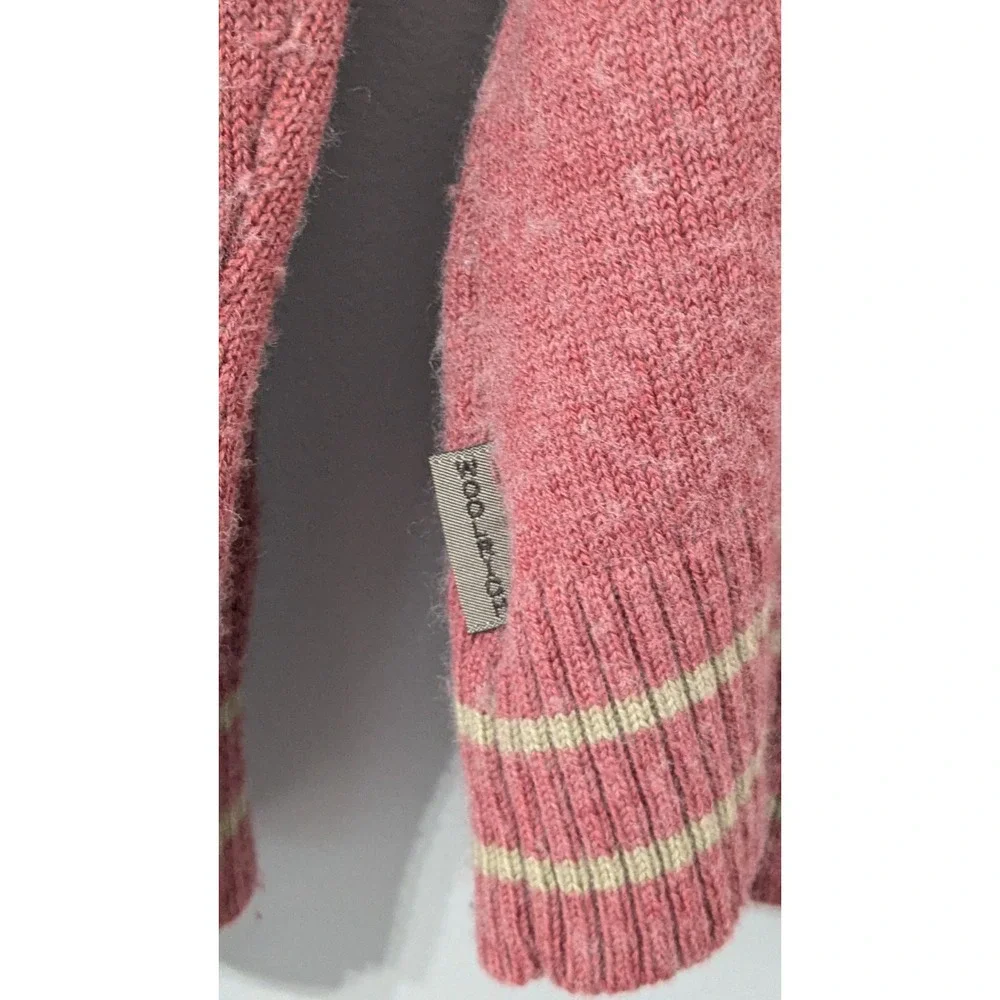 Woolrich Dahlia Pink Tweed Full Zip Cardigan Sweater Wool Blend Small Vintage
